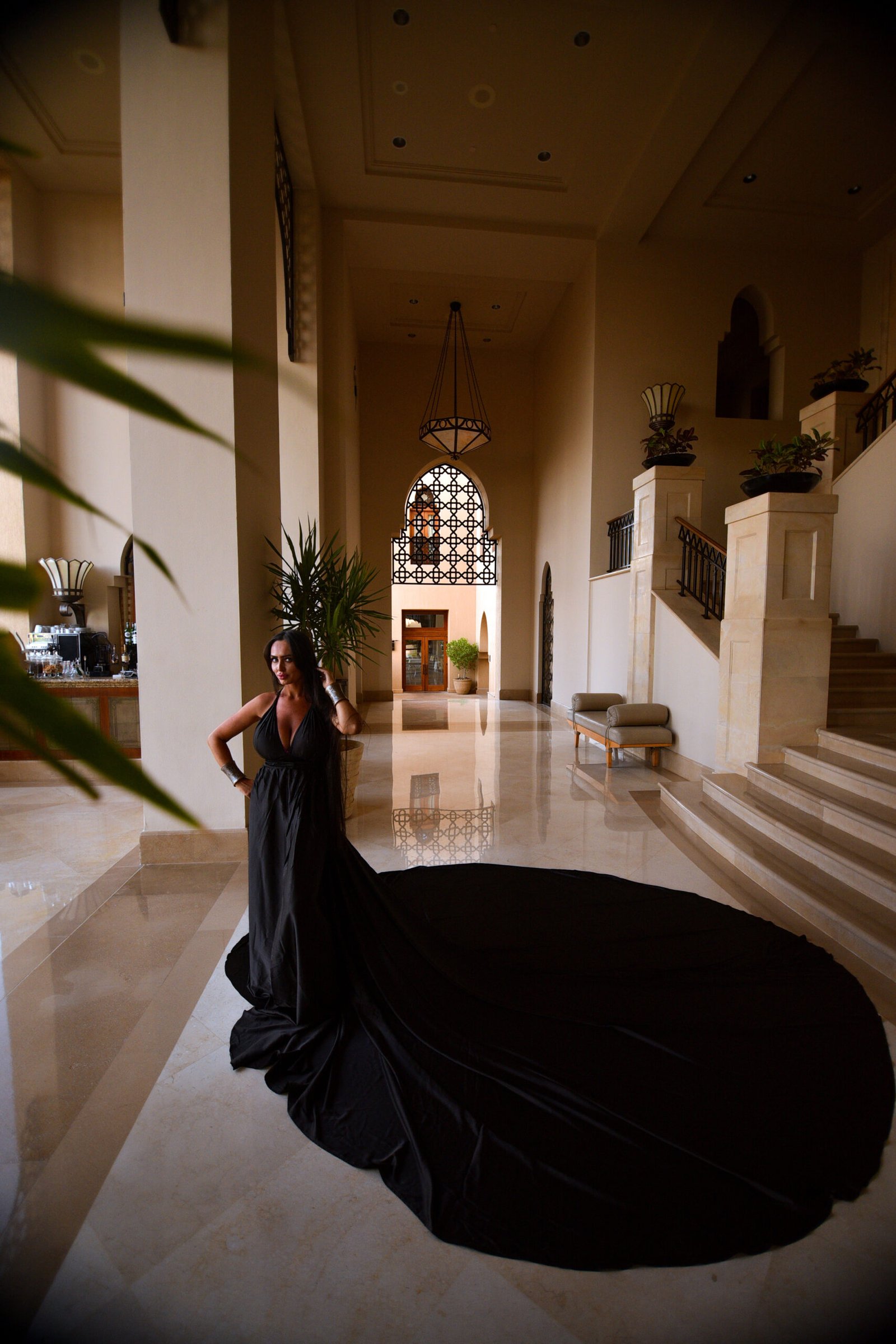 Flying dress photoshoot in Sharm El Sheikh with a woman on the beach